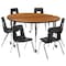Flash Furniture Mobile 60" Circle Wave Oak Table Set-18" Chairs XU-GRP-18CH-A60-HCIRC-OAK-T-A-CAS-GG - alternate 8